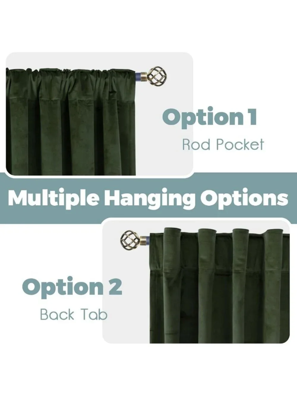 Olive Green Velvet Blackout Curtains, 52x84 Inch, Set of 2 Panels for Privacy